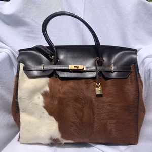 Birkin Inspired Cow Hide Bag